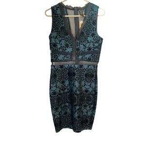 Burnout Velvet Teal And Black Dress Mesh Lace Trixxi Size Medium Juniors Formal